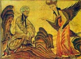 Persian miniature, Gabriel speaking to Mohammed