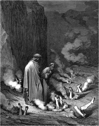 Dante's Interview with Pope Nicholas III in Hell, Gustave Dore