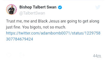 Tweet from Bishop Talbert Swan of COGIC