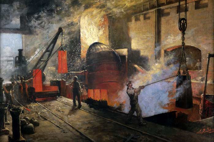 E. F. Skinner, depicting Steel Making by the Bessemer Process